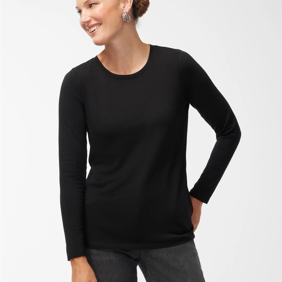 Chico's Tops - Chico's The Ultimate Tee Black Long Sleeve Shirt Cotton Women's Size XL